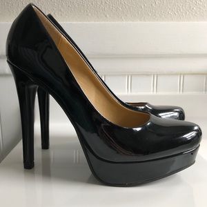 Black patent leather heels